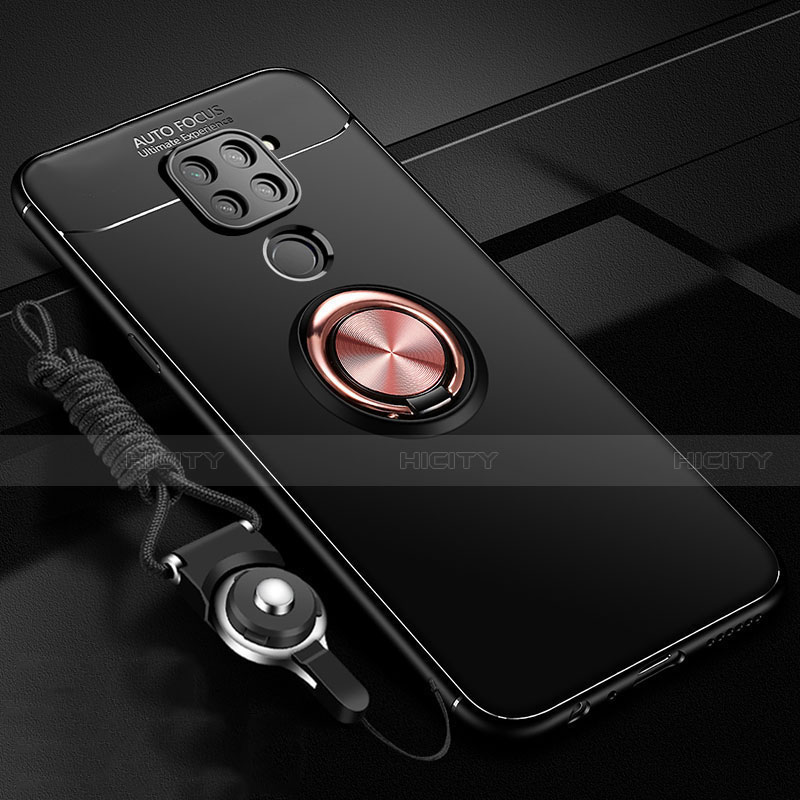 Silikon Hülle Handyhülle Ultra Dünn Schutzhülle Flexible Tasche Silikon mit Magnetisch Fingerring Ständer T01 für Xiaomi Redmi Note 9