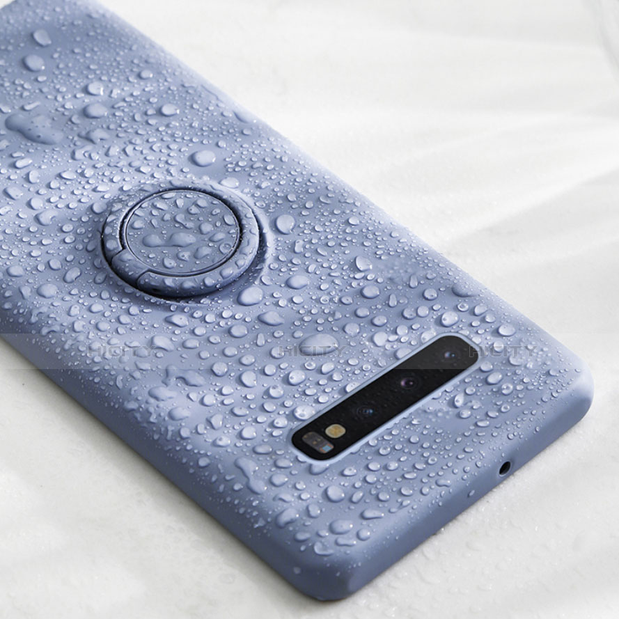 Silikon Hülle Handyhülle Ultra Dünn Schutzhülle Flexible Tasche Silikon mit Magnetisch Fingerring Ständer T02 für Samsung Galaxy S10 5G
