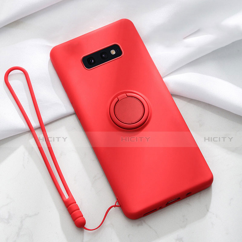 Silikon Hülle Handyhülle Ultra Dünn Schutzhülle Flexible Tasche Silikon mit Magnetisch Fingerring Ständer T02 für Samsung Galaxy S10e