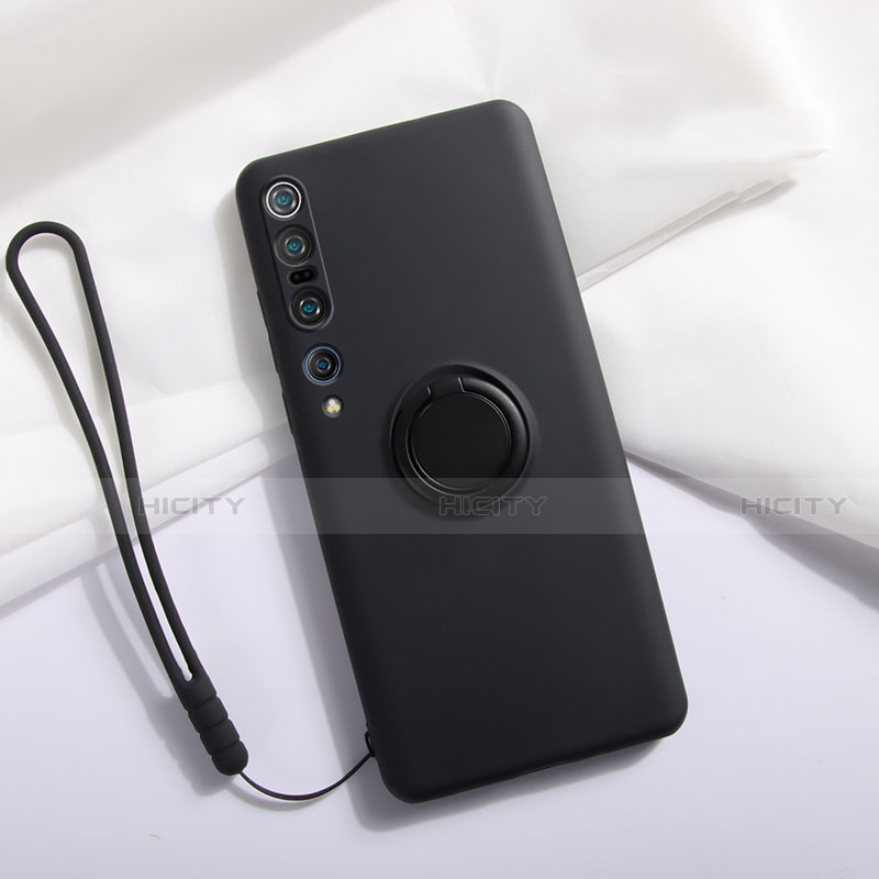 Silikon Hülle Handyhülle Ultra Dünn Schutzhülle Flexible Tasche Silikon mit Magnetisch Fingerring Ständer T02 für Xiaomi Mi 10 Pro
