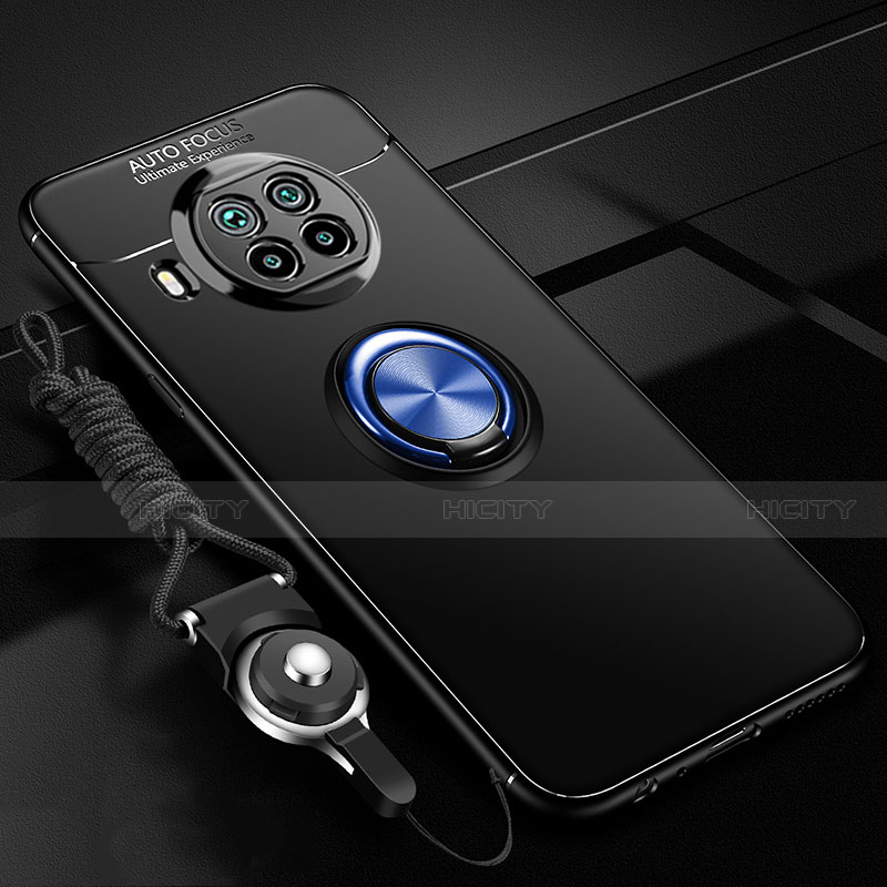 Silikon Hülle Handyhülle Ultra Dünn Schutzhülle Flexible Tasche Silikon mit Magnetisch Fingerring Ständer T02 für Xiaomi Mi 10T Lite 5G Blau und Schwarz