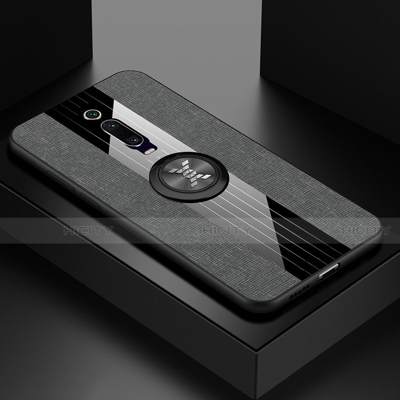 Silikon Hülle Handyhülle Ultra Dünn Schutzhülle Flexible Tasche Silikon mit Magnetisch Fingerring Ständer T02 für Xiaomi Mi 9T Pro