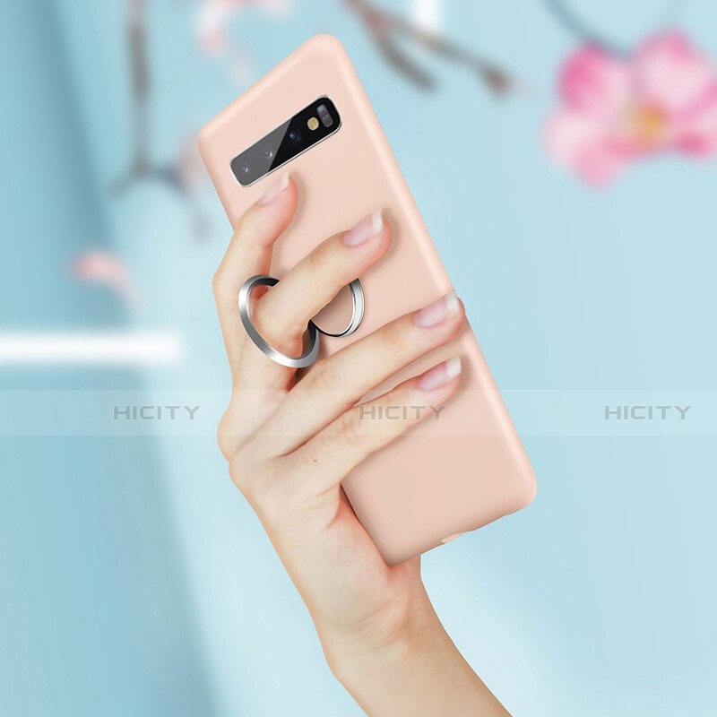 Silikon Hülle Handyhülle Ultra Dünn Schutzhülle Flexible Tasche Silikon mit Magnetisch Fingerring Ständer T03 für Samsung Galaxy S10