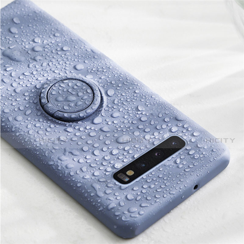 Silikon Hülle Handyhülle Ultra Dünn Schutzhülle Flexible Tasche Silikon mit Magnetisch Fingerring Ständer T03 für Samsung Galaxy S10 Plus