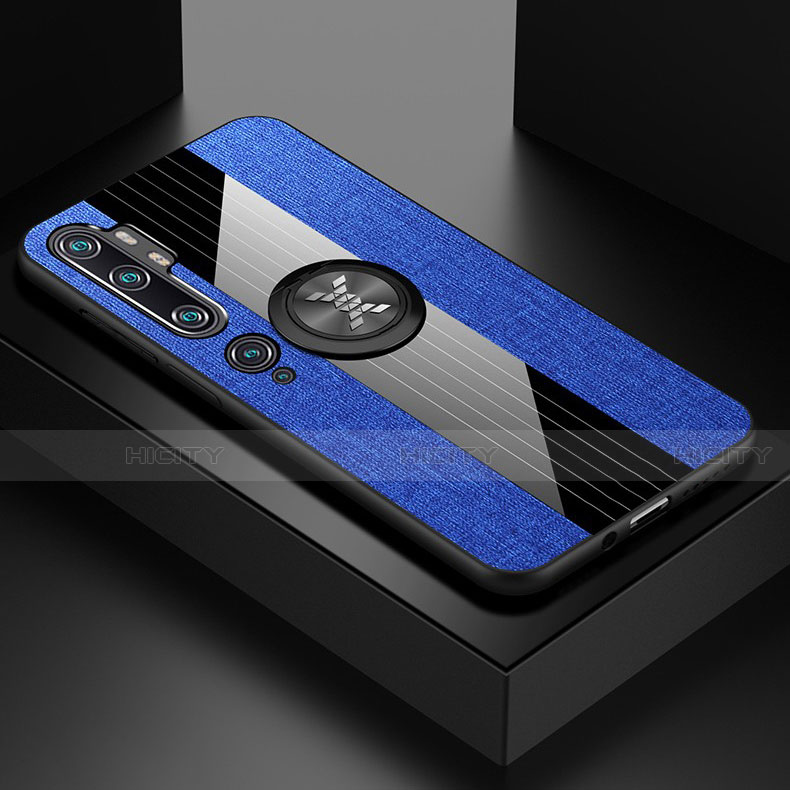 Silikon Hülle Handyhülle Ultra Dünn Schutzhülle Flexible Tasche Silikon mit Magnetisch Fingerring Ständer T04 für Xiaomi Mi Note 10 Pro groß