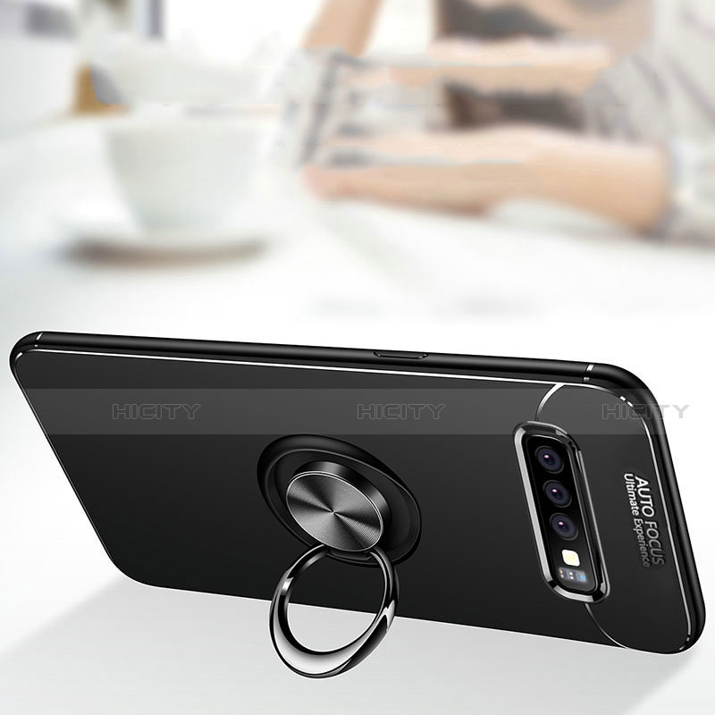 Silikon Hülle Handyhülle Ultra Dünn Schutzhülle Flexible Tasche Silikon mit Magnetisch Fingerring Ständer T05 für Samsung Galaxy S10 Plus groß