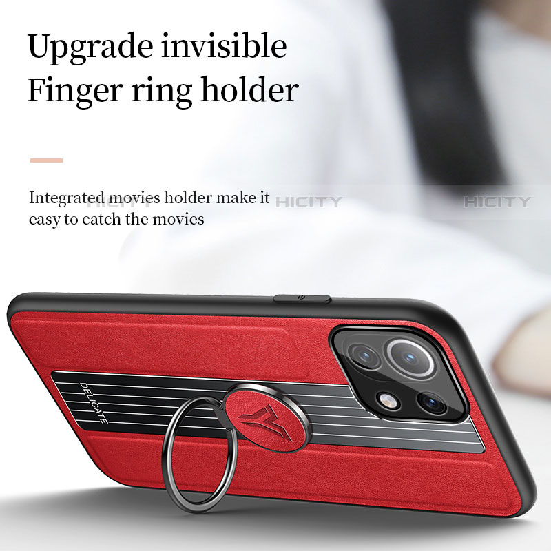 Silikon Hülle Handyhülle Ultra Dünn Schutzhülle Flexible Tasche Silikon mit Magnetisch Fingerring Ständer T06 für Xiaomi Mi 11 5G