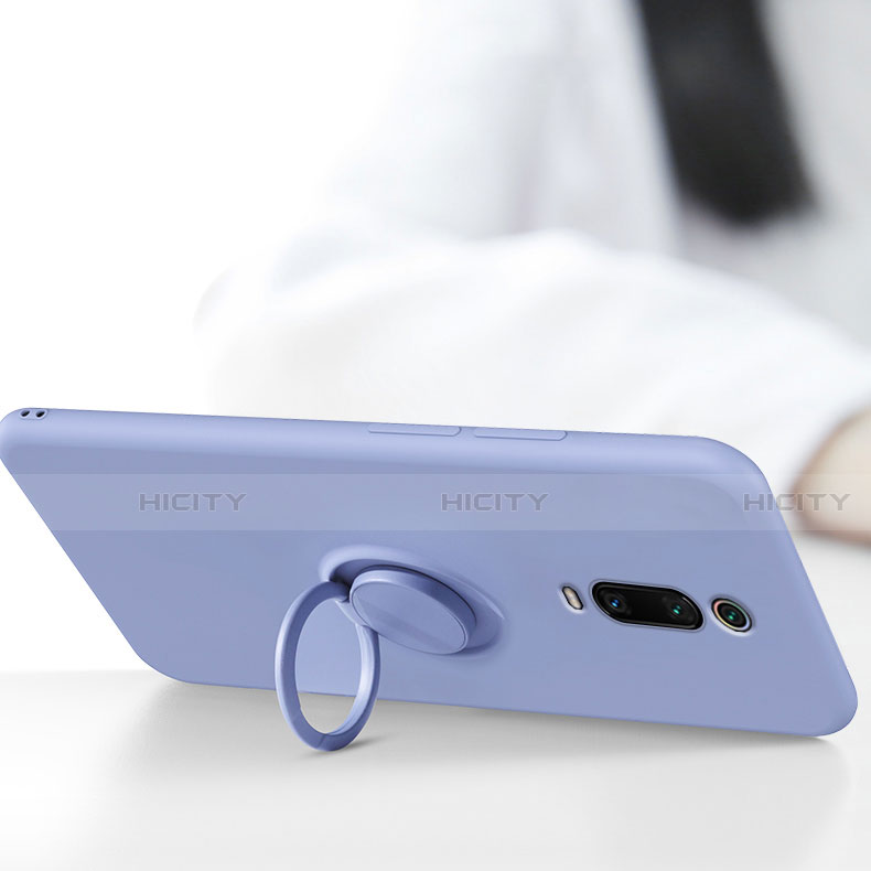 Silikon Hülle Handyhülle Ultra Dünn Schutzhülle Flexible Tasche Silikon mit Magnetisch Fingerring Ständer T07 für Xiaomi Mi 9T