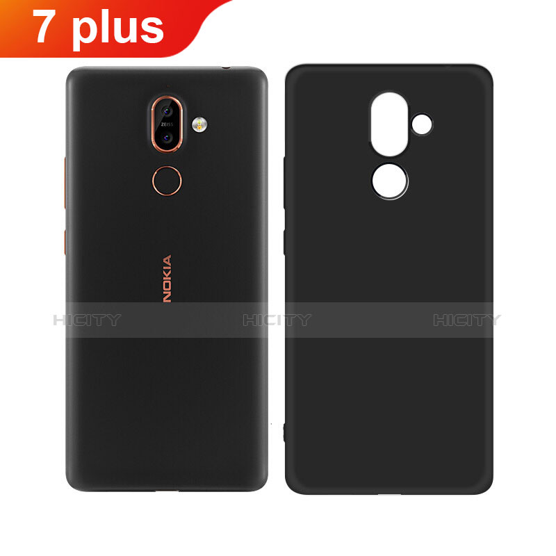 Silikon Hülle Handyhülle Ultra Dünn Schutzhülle für Nokia 7 Plus Schwarz Plus
