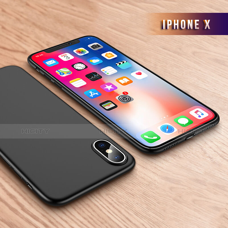 Silikon Hülle Handyhülle Ultra Dünn Schutzhülle Q01 für Apple iPhone X Schwarz