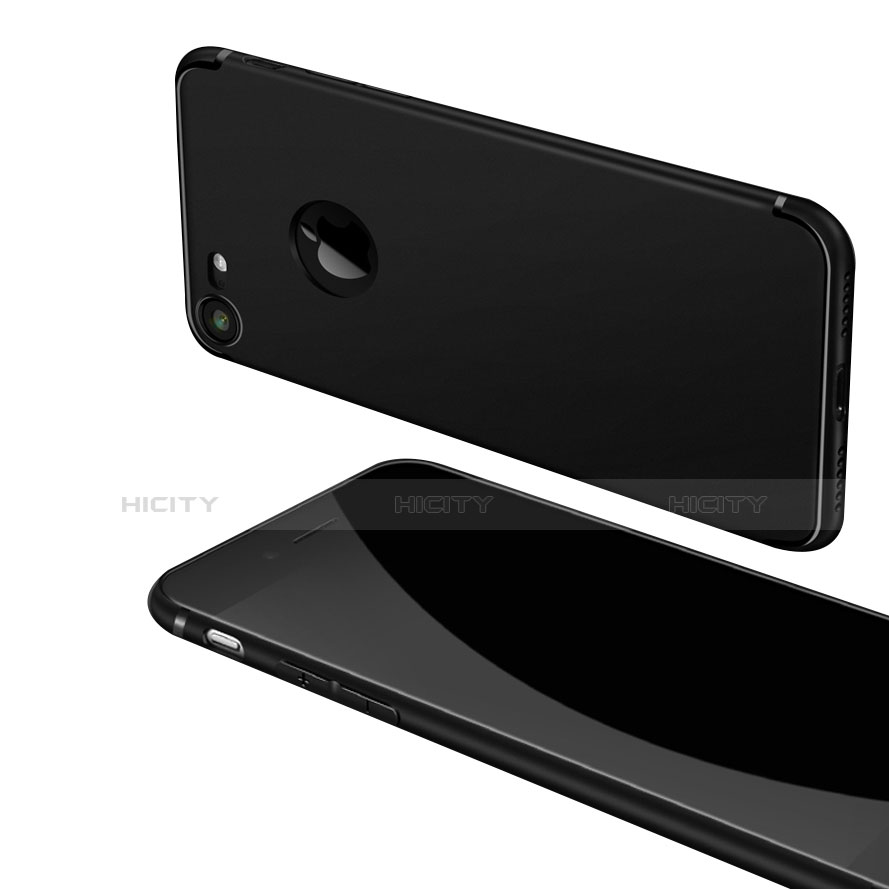 Silikon Hülle Handyhülle Ultra Dünn Schutzhülle Q04 für Apple iPhone 7 Schwarz Plus