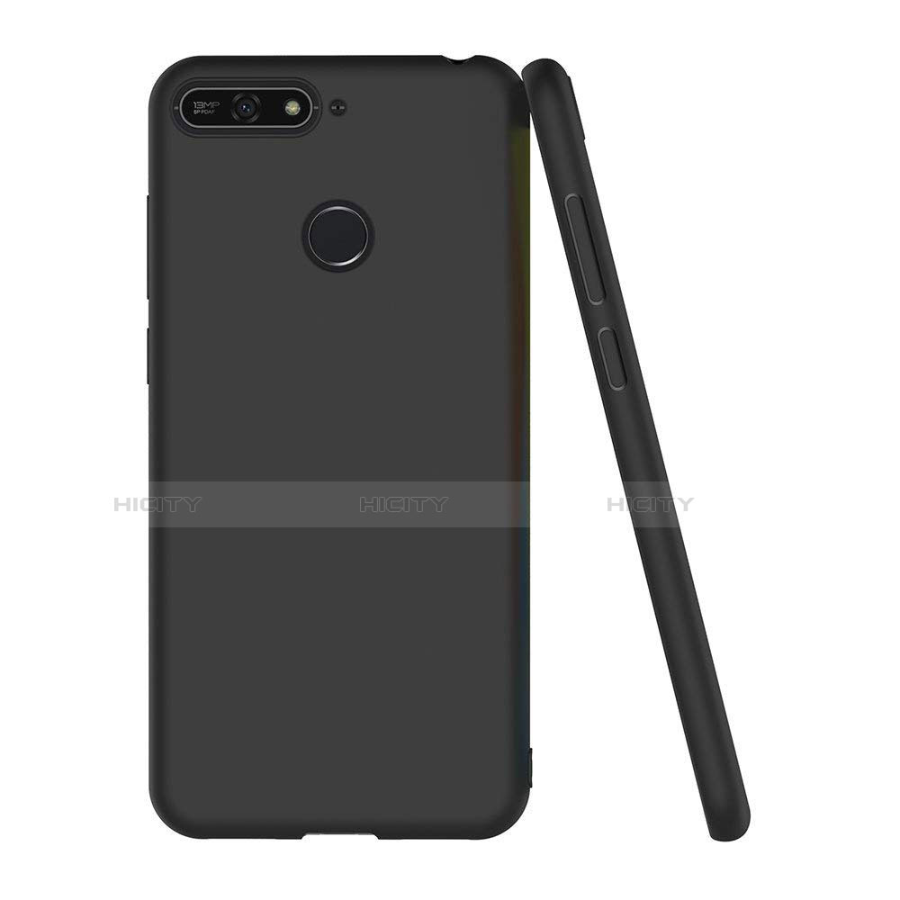 Silikon Hülle Handyhülle Ultra Dünn Schutzhülle S02 für Huawei Enjoy 8e Schwarz groß