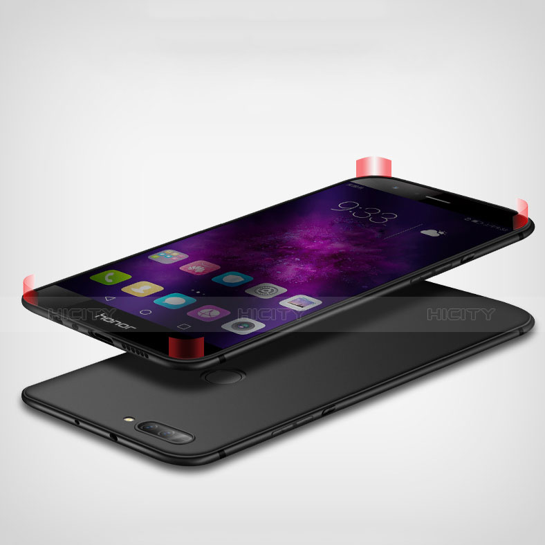 Silikon Hülle Handyhülle Ultra Dünn Schutzhülle S02 für Huawei Honor 8 Pro Schwarz groß
