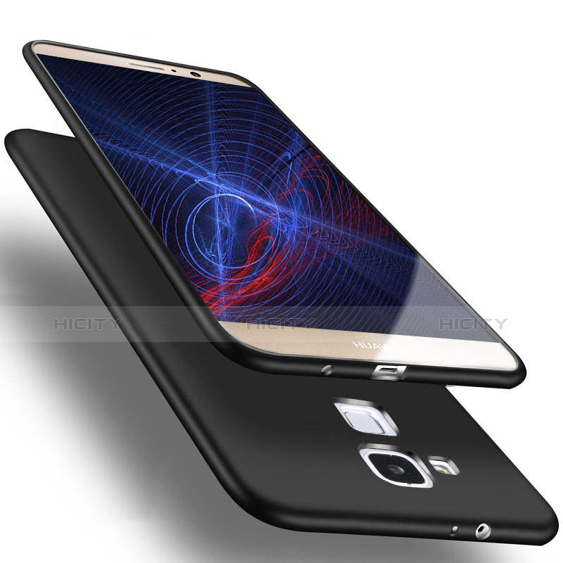 Silikon Hülle Handyhülle Ultra Dünn Schutzhülle S02 für Huawei Mate 7 Schwarz groß