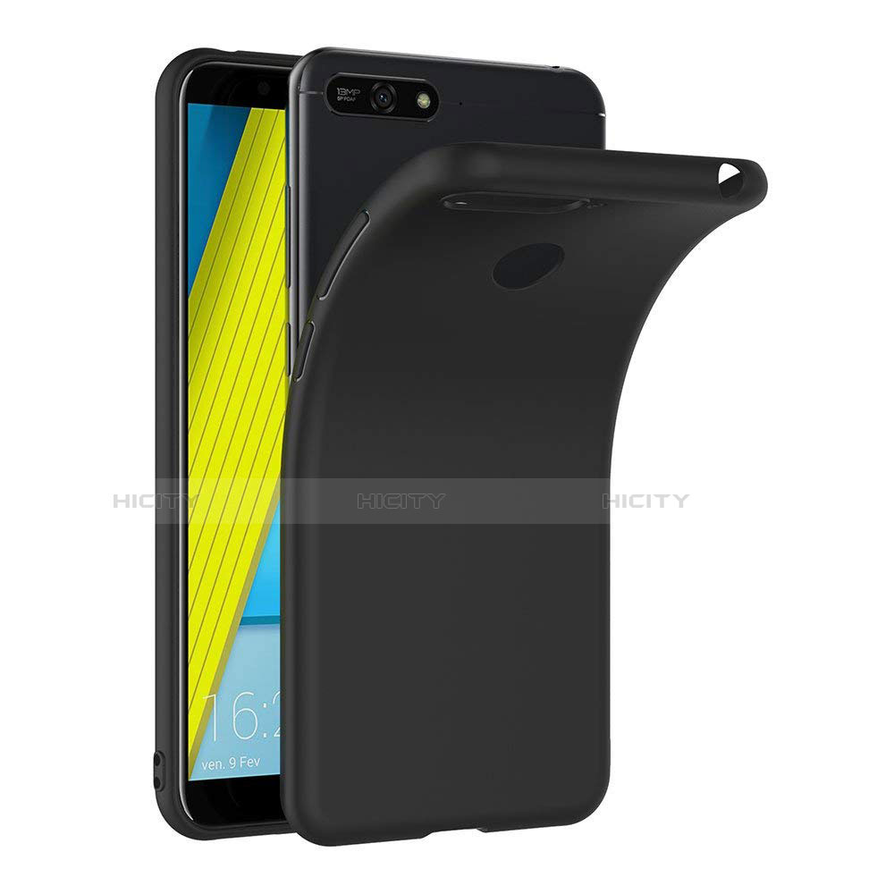Silikon Hülle Handyhülle Ultra Dünn Schutzhülle S02 für Huawei Y6 Prime (2018) Schwarz groß