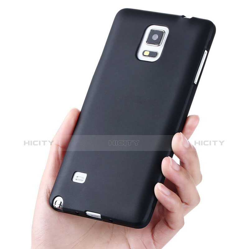 Silikon Hülle Handyhülle Ultra Dünn Schutzhülle S02 für Samsung Galaxy Note 4 SM-N910F Schwarz groß