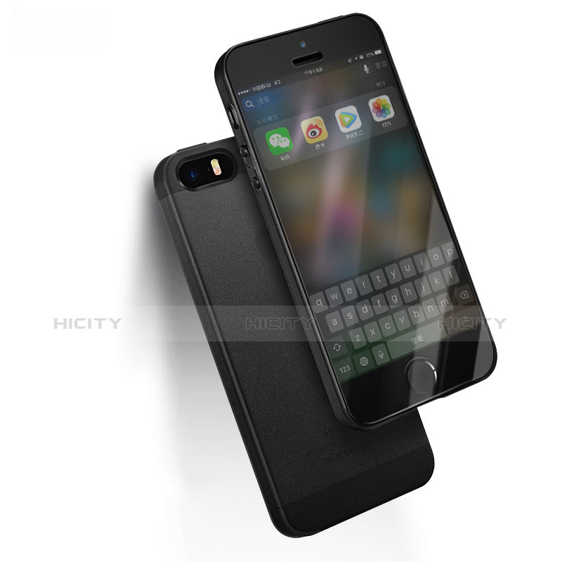Silikon Hülle Handyhülle Ultra Dünn Schutzhülle Silikon für Apple iPhone SE Schwarz groß