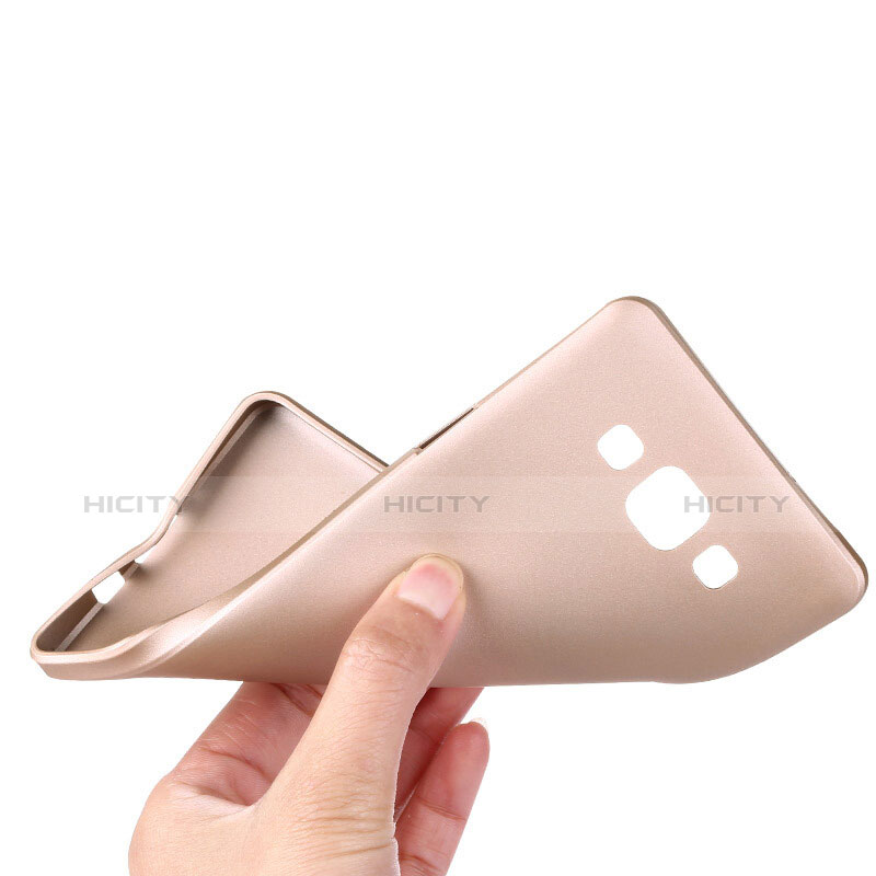Silikon Hülle Handyhülle Ultra Dünn Schutzhülle Silikon für Samsung Galaxy A7 SM-A700 Gold groß
