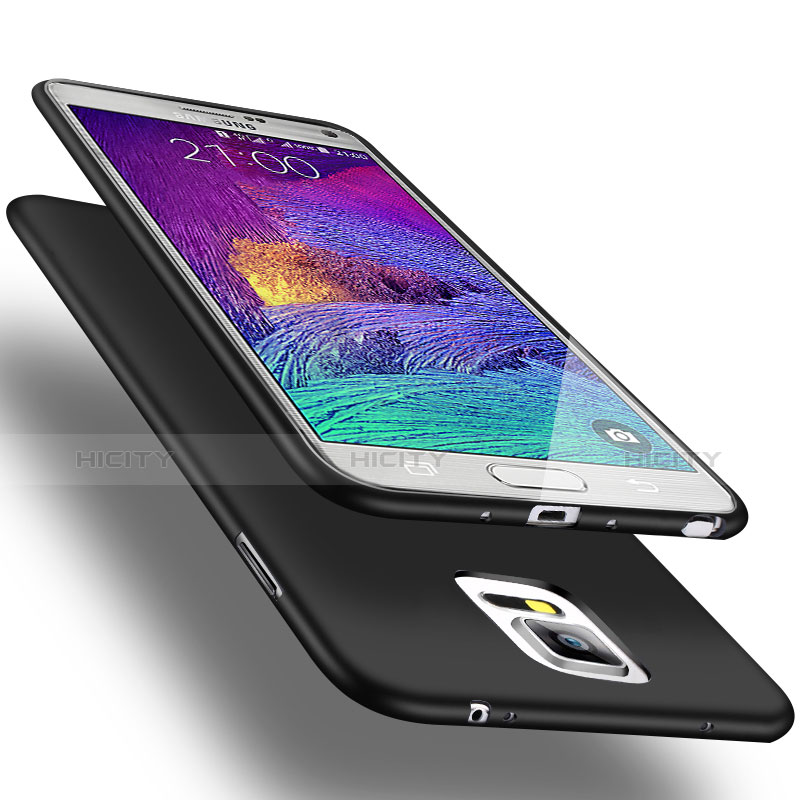 Silikon Hülle Handyhülle Ultra Dünn Schutzhülle Silikon für Samsung Galaxy Note 4 SM-N910F Schwarz groß