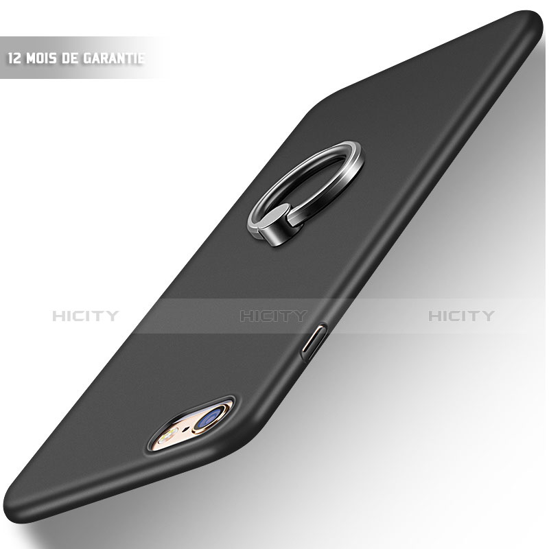 Silikon Hülle Handyhülle Ultra Dünn Schutzhülle Silikon mit Fingerring Ständer A01 für Apple iPhone 6 Schwarz Plus