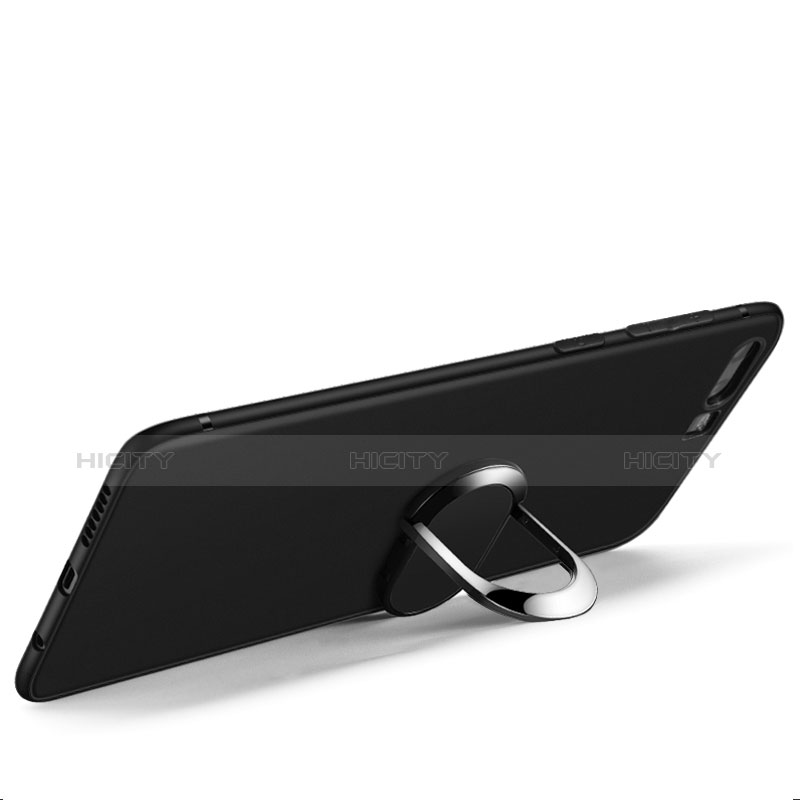 Silikon Hülle Handyhülle Ultra Dünn Schutzhülle Silikon mit Fingerring Ständer A02 für Huawei Honor 9 Schwarz