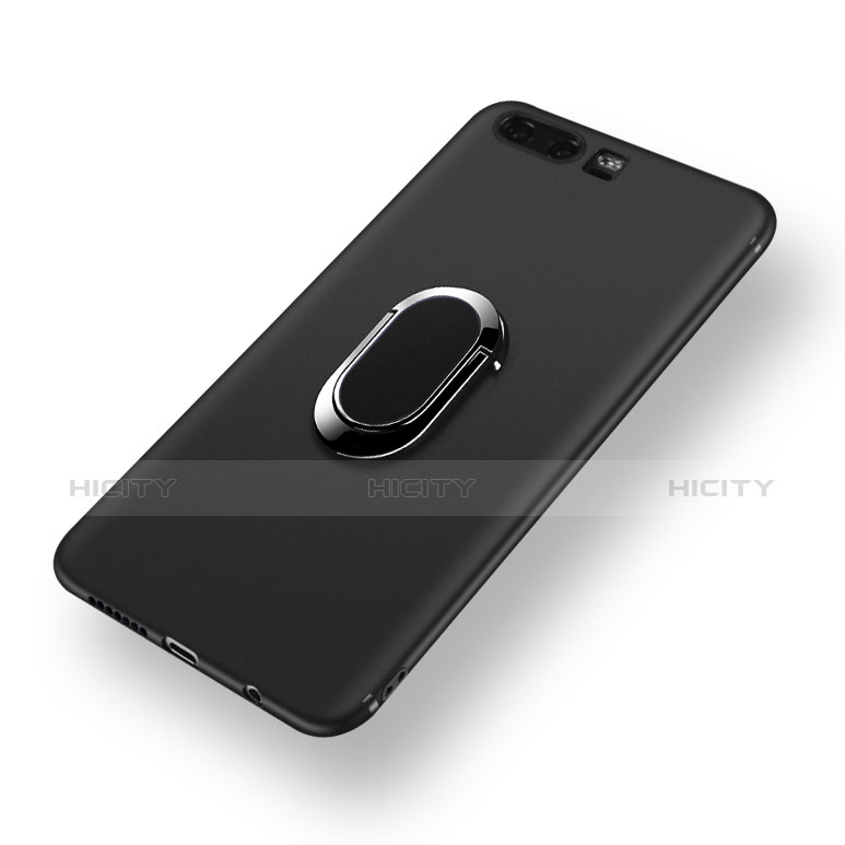 Silikon Hülle Handyhülle Ultra Dünn Schutzhülle Silikon mit Fingerring Ständer A02 für Huawei Honor 9 Schwarz