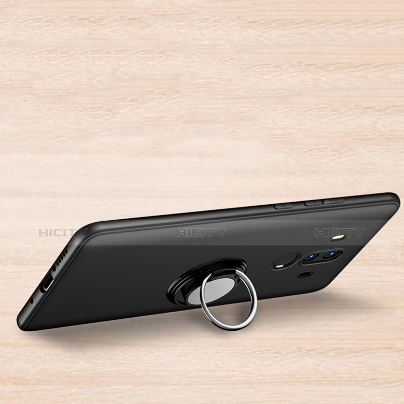 Silikon Hülle Handyhülle Ultra Dünn Schutzhülle Silikon mit Fingerring Ständer A02 für Huawei Mate 10 Pro Schwarz groß