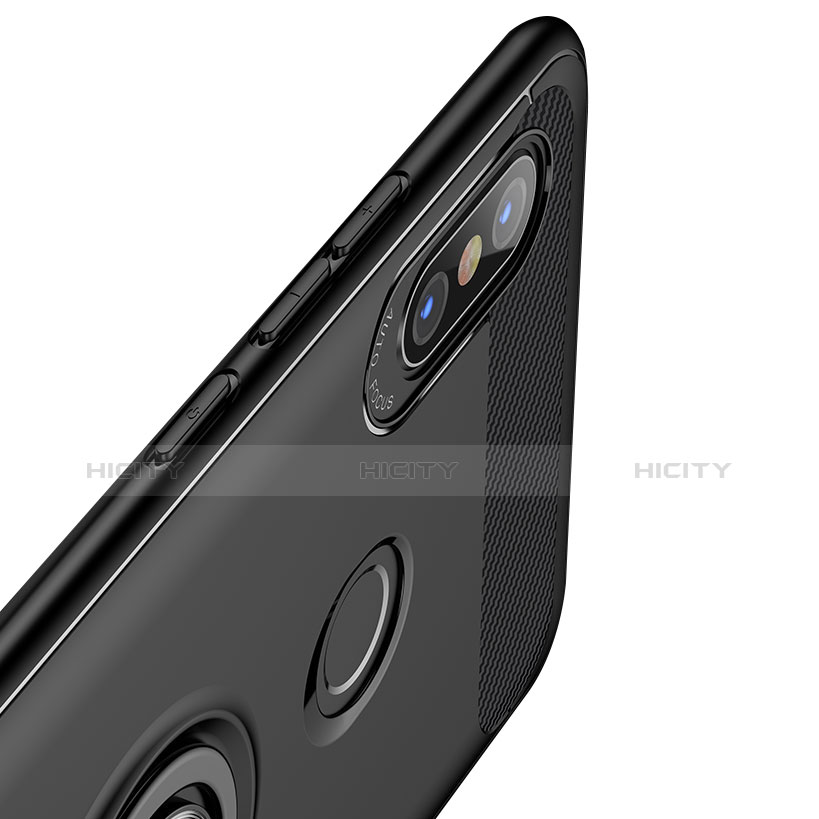 Silikon Hülle Handyhülle Ultra Dünn Schutzhülle Silikon mit Fingerring Ständer A02 für Xiaomi Redmi Note 5 Schwarz
