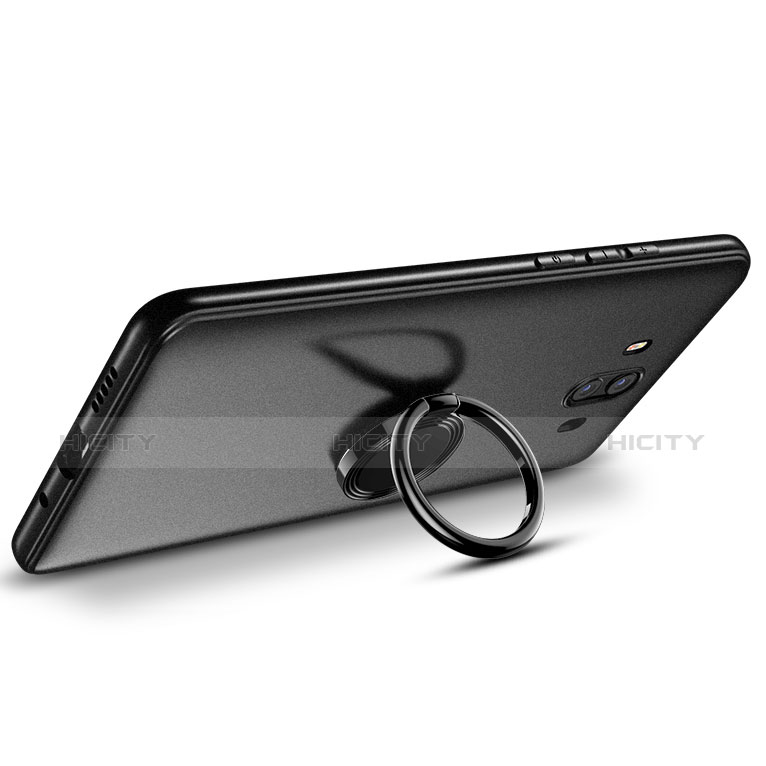 Silikon Hülle Handyhülle Ultra Dünn Schutzhülle Silikon mit Fingerring Ständer A03 für Huawei Mate 10 Schwarz