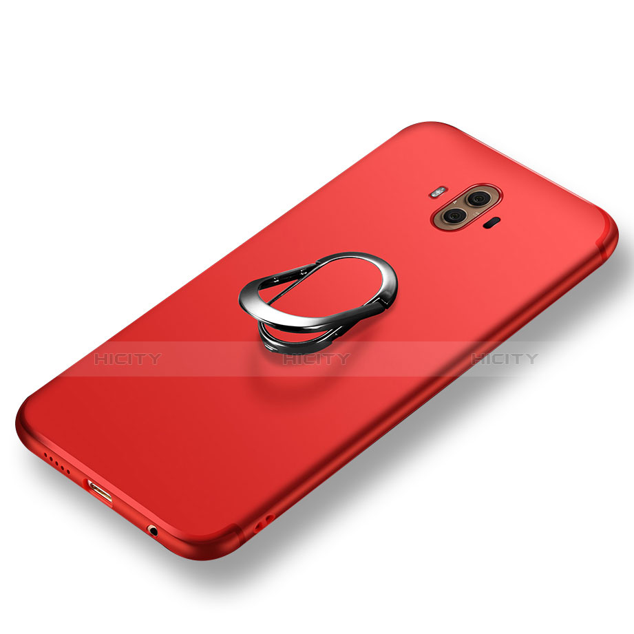 Silikon Hülle Handyhülle Ultra Dünn Schutzhülle Silikon mit Fingerring Ständer A04 für Huawei Mate 10 Rot