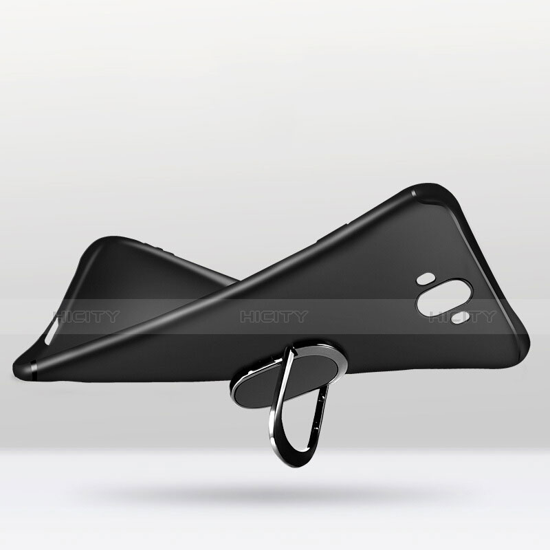 Silikon Hülle Handyhülle Ultra Dünn Schutzhülle Silikon mit Fingerring Ständer A04 für Huawei Mate 10 Schwarz groß