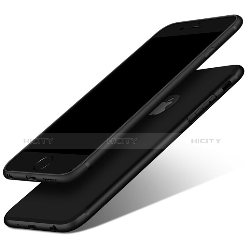 Silikon Hülle Handyhülle Ultra Dünn Schutzhülle Silikon mit Fingerring Ständer für Apple iPhone 6S Schwarz Plus