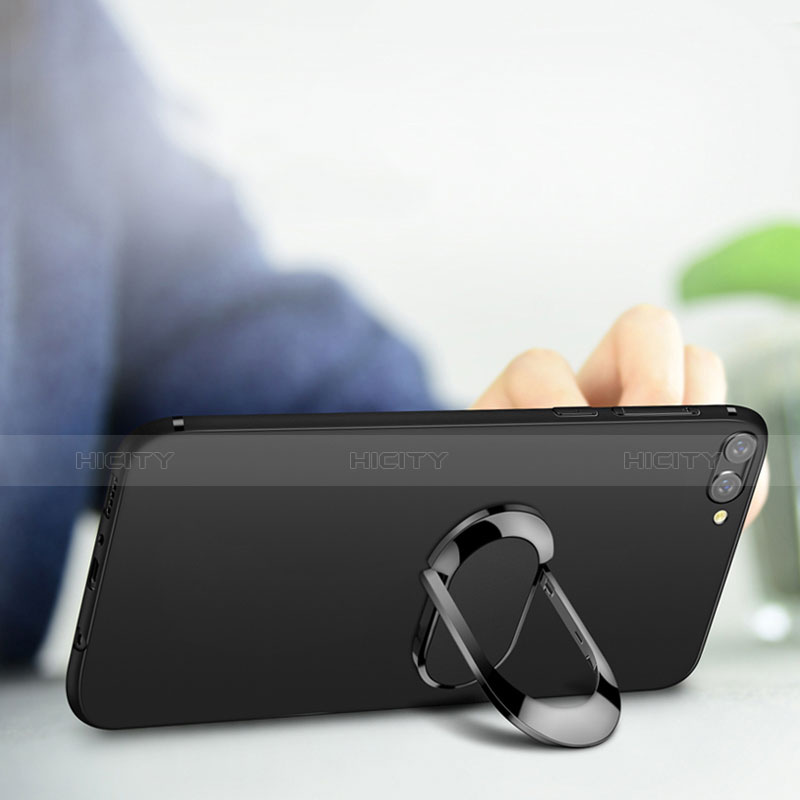 Silikon Hülle Handyhülle Ultra Dünn Schutzhülle Silikon mit Fingerring Ständer für Huawei Honor View 10 Schwarz groß