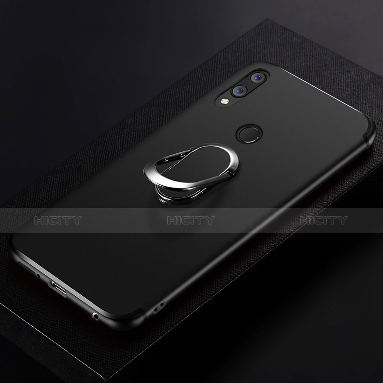 Silikon Hülle Handyhülle Ultra Dünn Schutzhülle Silikon mit Fingerring Ständer für Huawei Nova 3e Schwarz