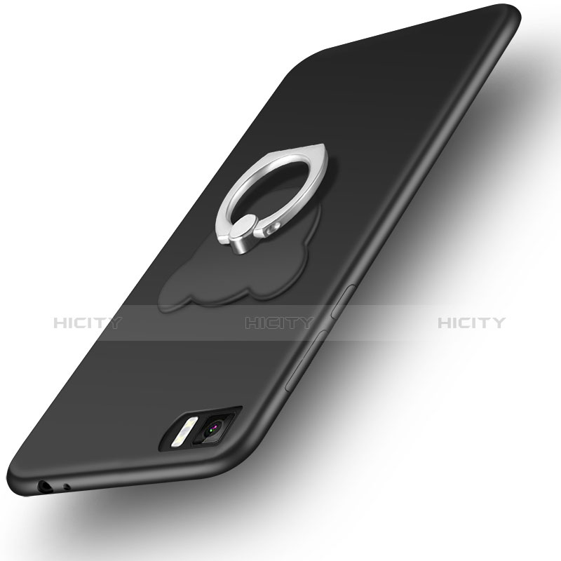 Silikon Hülle Handyhülle Ultra Dünn Schutzhülle Silikon mit Fingerring Ständer für Xiaomi Mi 3 Schwarz