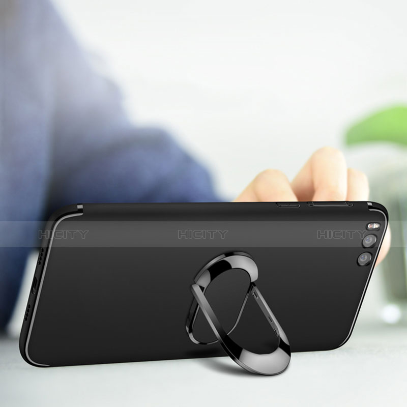 Silikon Hülle Handyhülle Ultra Dünn Schutzhülle Silikon mit Fingerring Ständer für Xiaomi Mi 6 Schwarz Plus