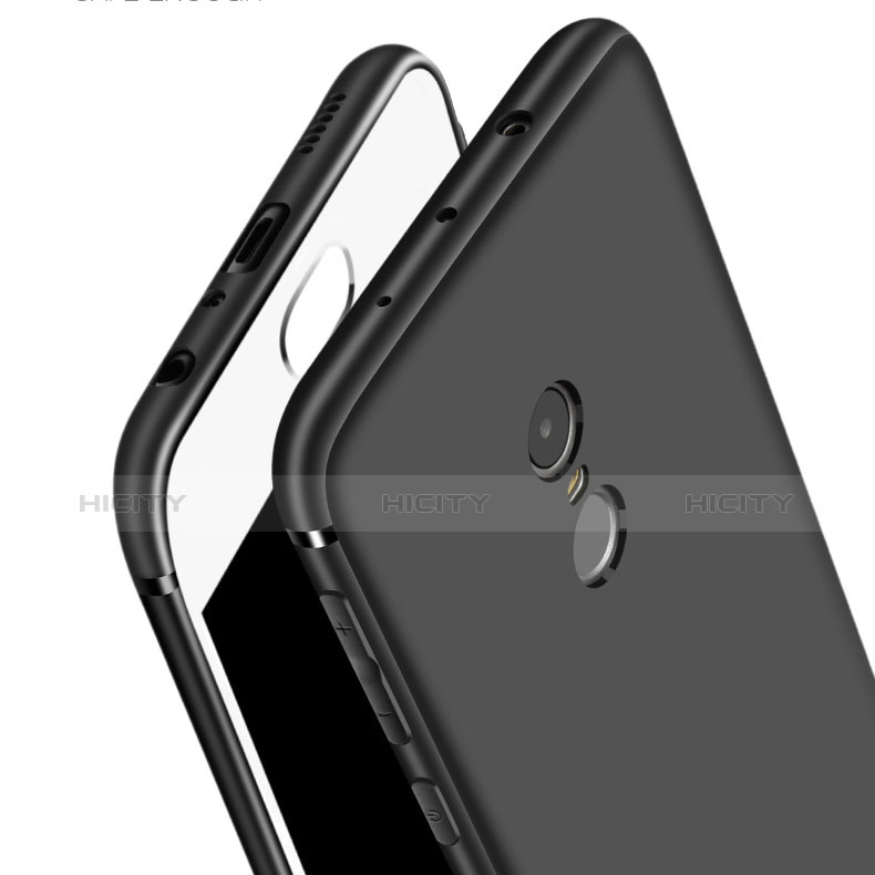 Silikon Hülle Handyhülle Ultra Dünn Schutzhülle Silikon mit Fingerring Ständer für Xiaomi Redmi 5 Schwarz groß