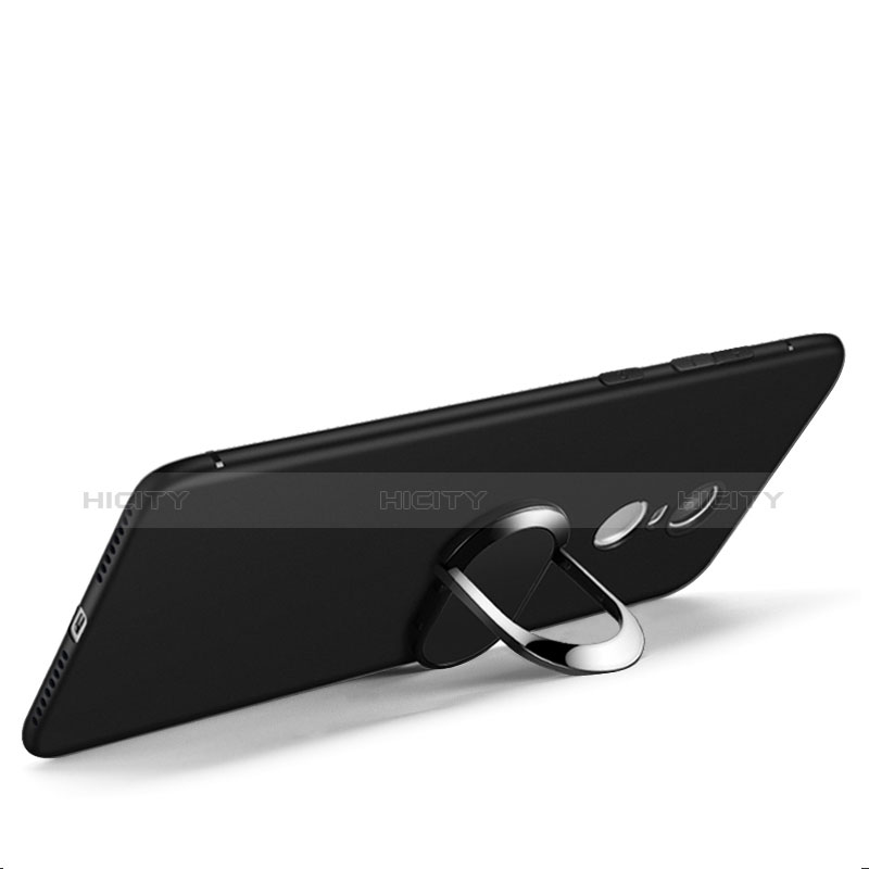 Silikon Hülle Handyhülle Ultra Dünn Schutzhülle Silikon mit Fingerring Ständer für Xiaomi Redmi Note 4 Standard Edition Schwarz