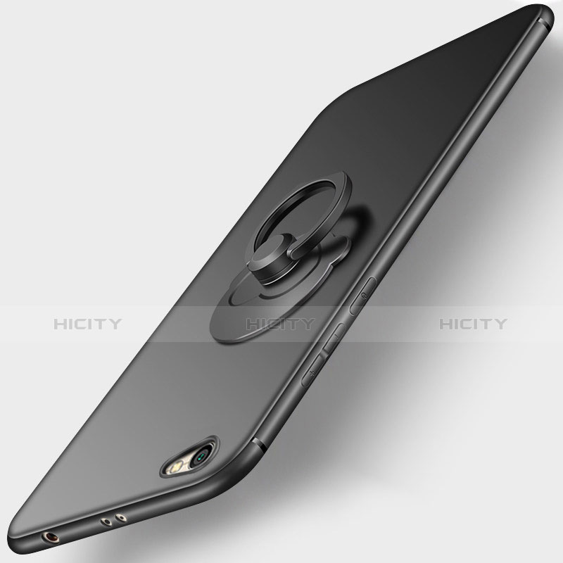 Silikon Hülle Handyhülle Ultra Dünn Schutzhülle Silikon mit Fingerring Ständer für Xiaomi Redmi Note 5A Standard Edition Schwarz Plus