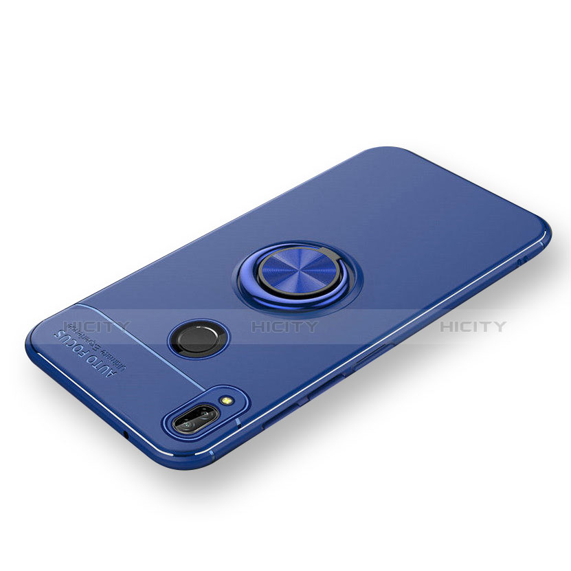 Silikon Hülle Handyhülle Ultra Dünn Schutzhülle Silikon mit Magnetisch Fingerring Ständer A02 für Huawei P Smart+ Plus Blau groß