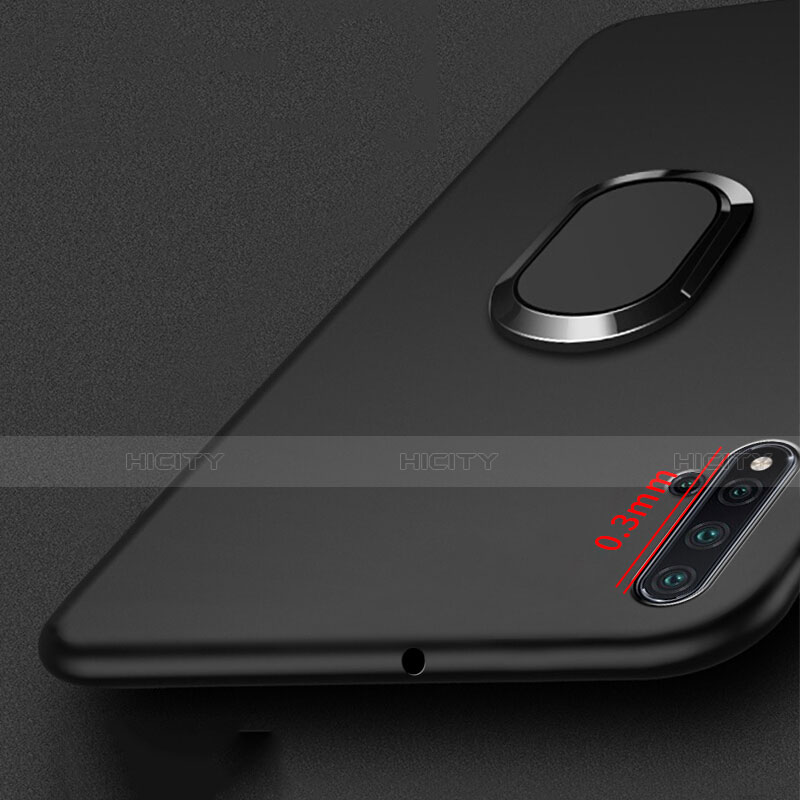 Silikon Hülle Handyhülle Ultra Dünn Schutzhülle Silikon mit Magnetisch Fingerring Ständer für Huawei Nova 5 Pro Schwarz groß