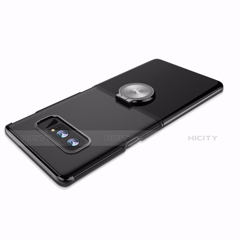 Silikon Hülle Handyhülle Ultra Dünn Schutzhülle Silikon mit Magnetisch Fingerring Ständer für Samsung Galaxy Note 8 Schwarz groß