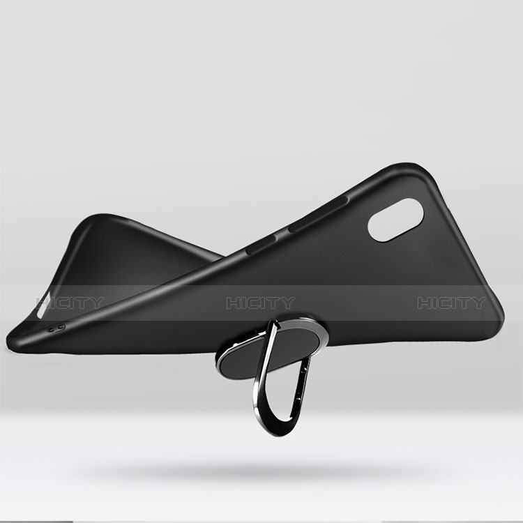 Silikon Hülle Handyhülle Ultra Dünn Schutzhülle Silikon mit Magnetisch Fingerring Ständer für Xiaomi Mi 8 Screen Fingerprint Edition Schwarz