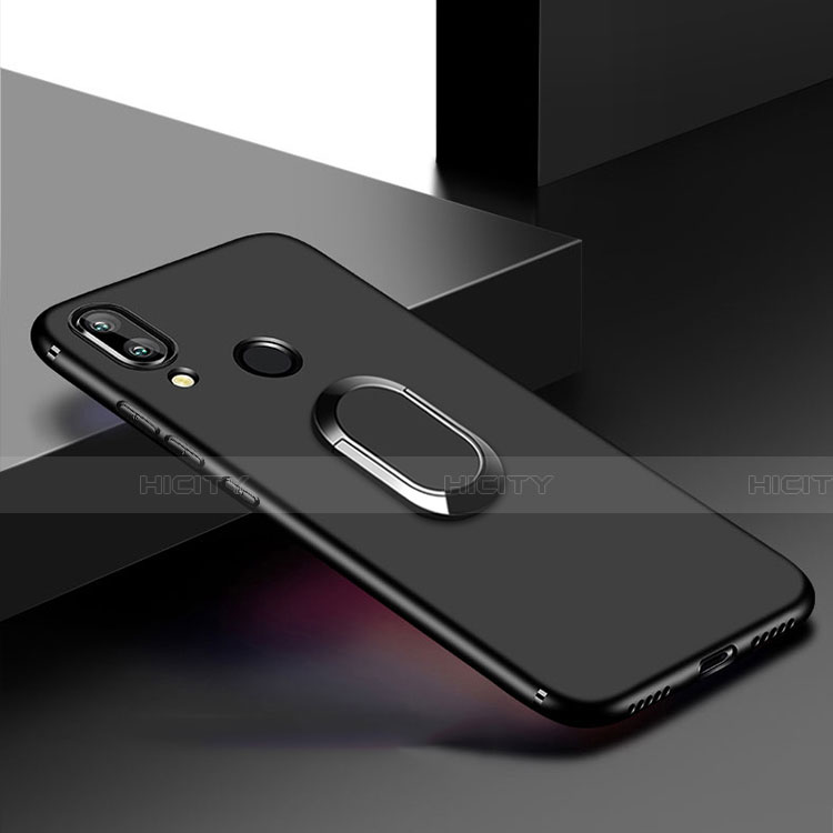 Silikon Hülle Handyhülle Ultra Dünn Schutzhülle Silikon mit Magnetisch Fingerring Ständer für Xiaomi Redmi 7 Schwarz