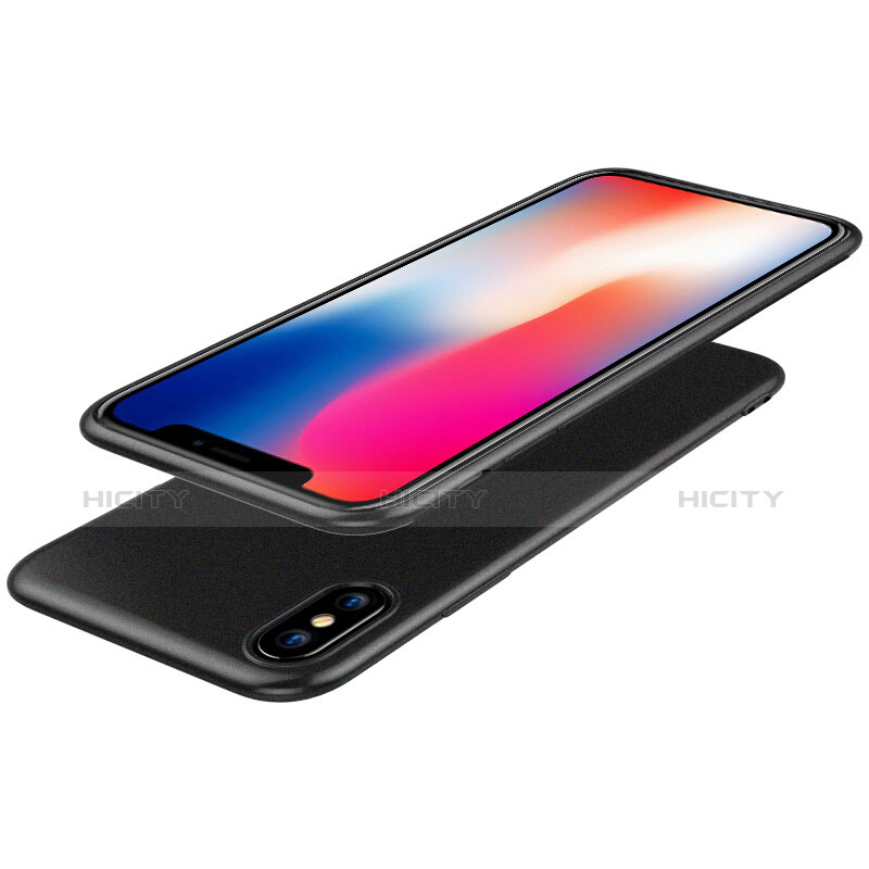 Silikon Hülle Handyhülle Ultra Dünn Schutzhülle Silikon mit Schutzfolie für Apple iPhone Xs Max Schwarz groß