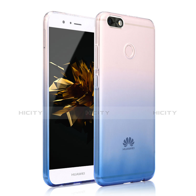 Silikon Hülle Handyhülle Ultra Dünn Schutzhülle Tasche Durchsichtig Farbverlauf für Huawei Enjoy 7 Blau Plus