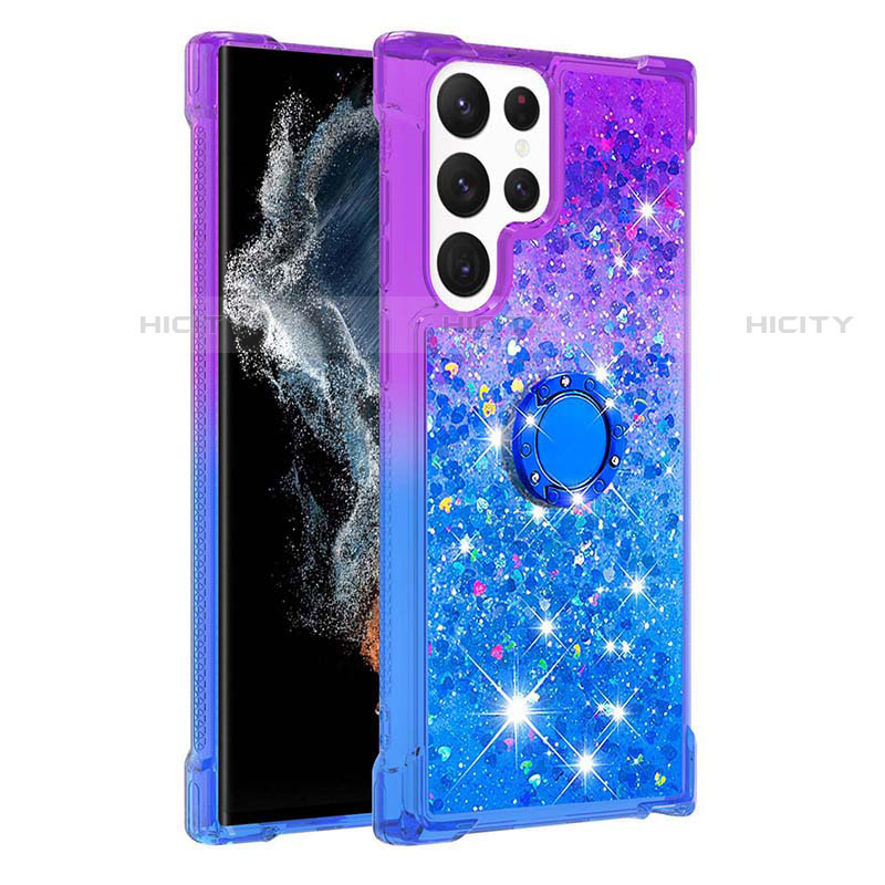 Silikon Hülle Handyhülle Ultra Dünn Schutzhülle Tasche Durchsichtig Farbverlauf Y04B für Samsung Galaxy S23 Ultra 5G Blau