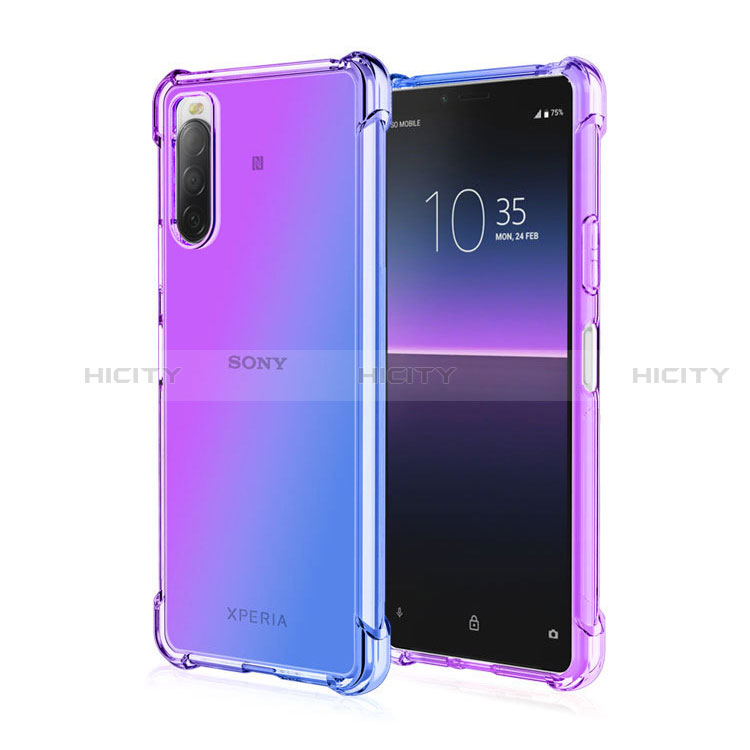 Silikon Hülle Handyhülle Ultra Dünn Schutzhülle Tasche Durchsichtig Transparent Farbverlauf für Sony Xperia 10 II