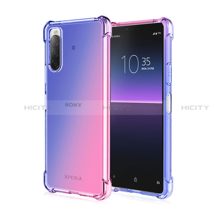 Silikon Hülle Handyhülle Ultra Dünn Schutzhülle Tasche Durchsichtig Transparent Farbverlauf für Sony Xperia 10 III Rosa