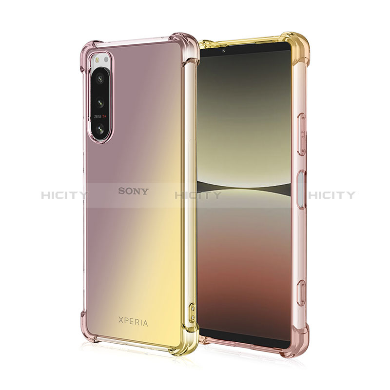 Silikon Hülle Handyhülle Ultra Dünn Schutzhülle Tasche Durchsichtig Transparent Farbverlauf für Sony Xperia 5 II Gold Plus